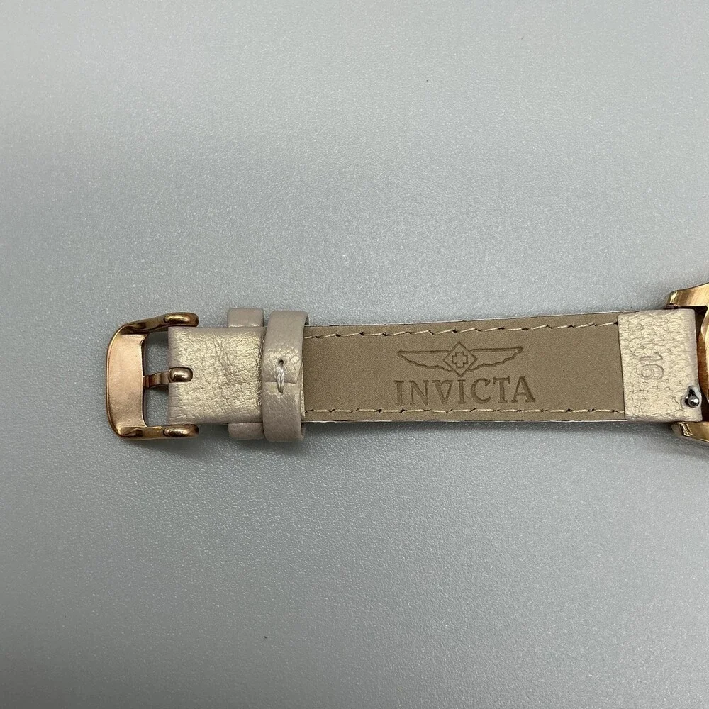 Invicta Angel Womens Watch 33mm Silver Rose Gold Tone Beige Leather New Battery